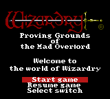 Wizardry I - Proving Grounds of the Mad Overlord (Japan) Title Screen